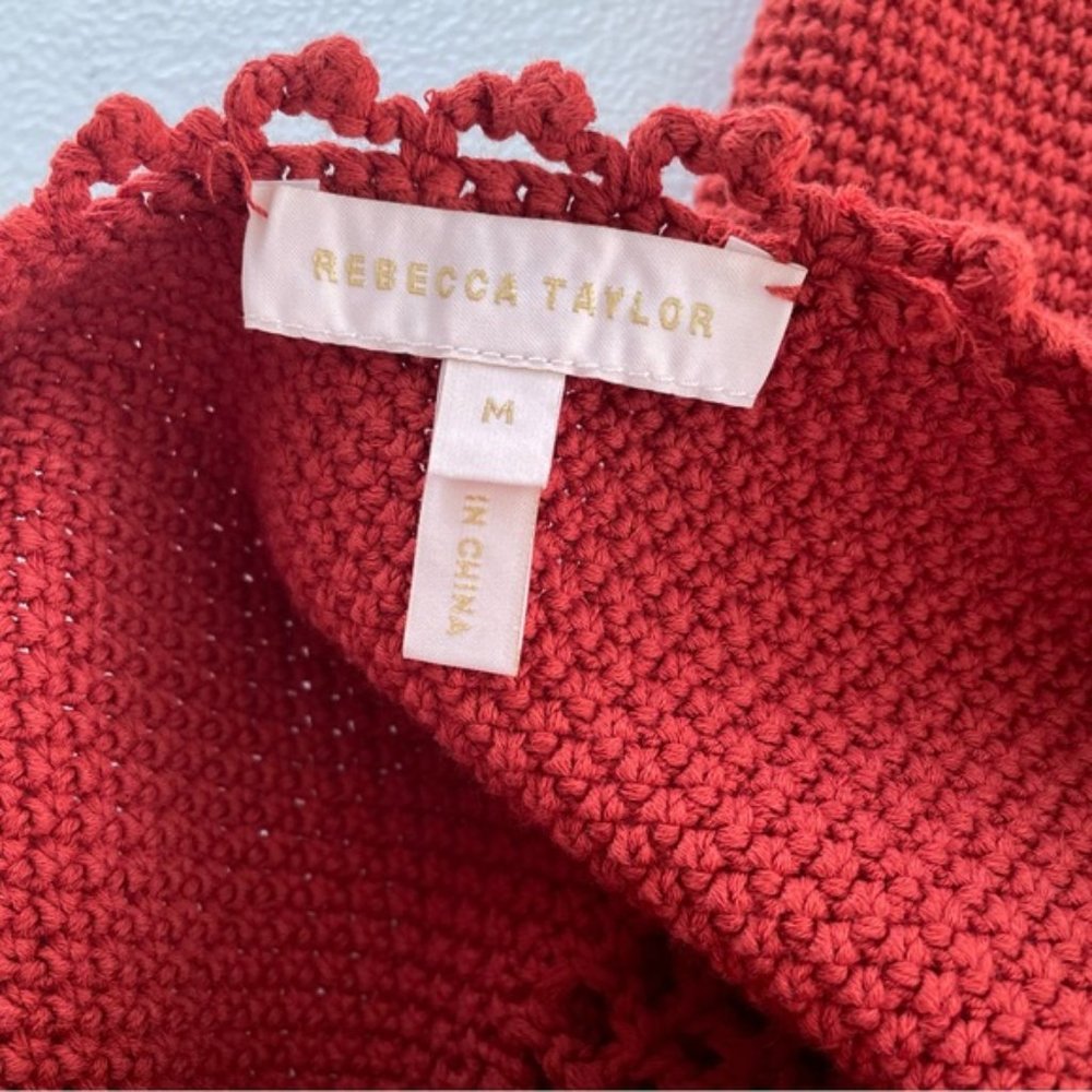 Rebecca Taylor Open Knit Crochet Sheath Dress Pomodoro Red Size M - Picture 6 of 8